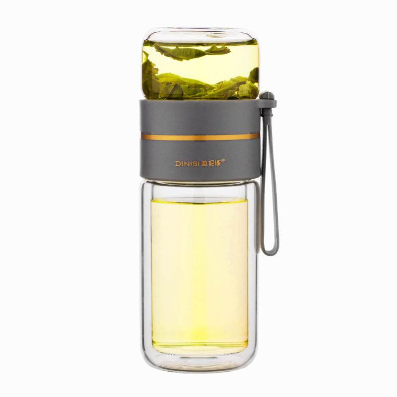 Glass Water Bottle With Tea Infuser Filter Tea Separation Double Wall Glass Bottle Leakproof Water Bottle - FLORANZANI- Beauté & Santé