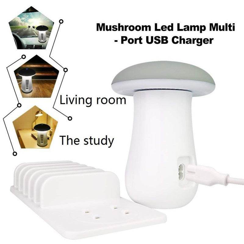 2 In 1 Multifunction Mushroom Lamp LED Lamp Holder USB Charger Home Office Supplies - FLORANZANI- Beauté & Santé