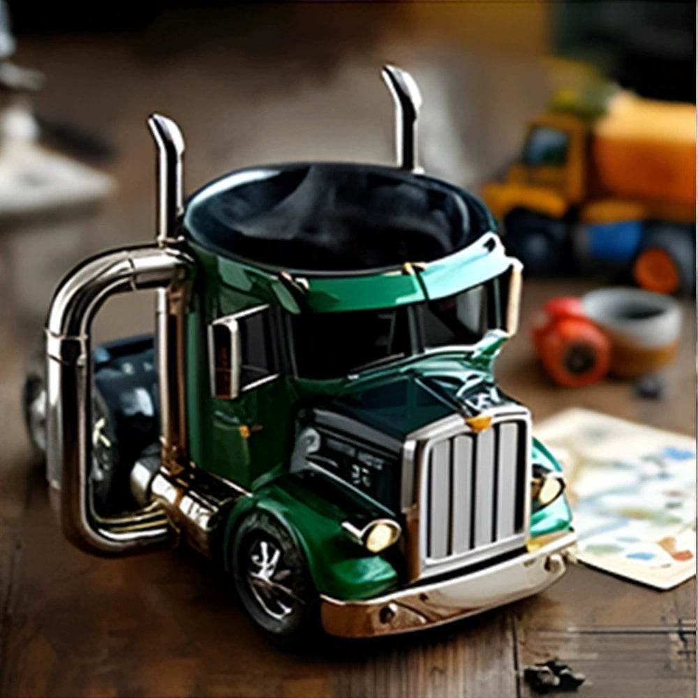 Durable Truck Coffee Mug Semi Truck Handcrafted Coffee Cup Semi-trailer Shaped Semi-Truck Coffee Mugs For Family - FLORANZANI- Beauté & Santé