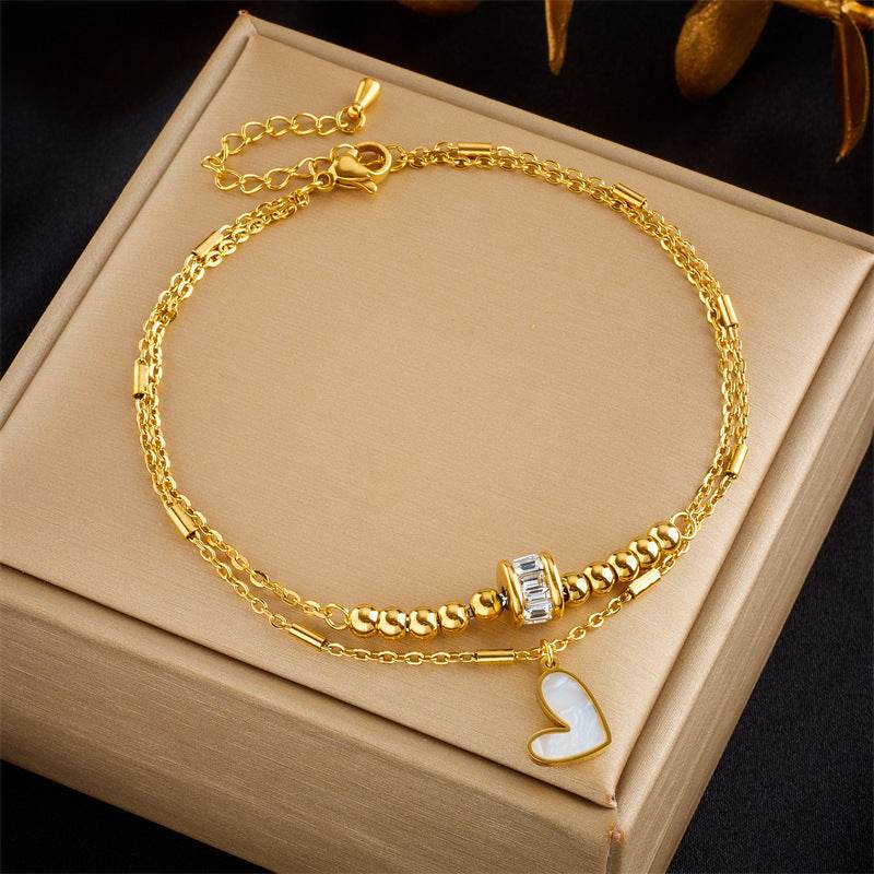 Fashion Jewelry Boho Classic Love Heart Ankle Chain Double Layer Chain Bracelet Anklet Charm Tassel Leg Chain On Foot Chain Women Party Jewelry Accessories - FLORANZANI- Beauté & Santé