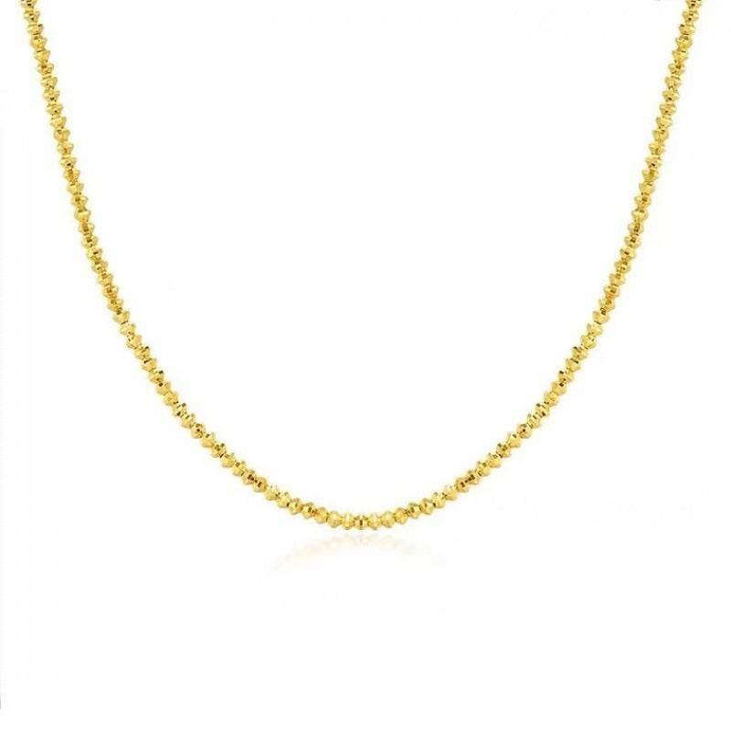 18K Gold Necklace Bungee Laser Bead Wave Bead Chain - FLORANZANI- Beauté & Santé