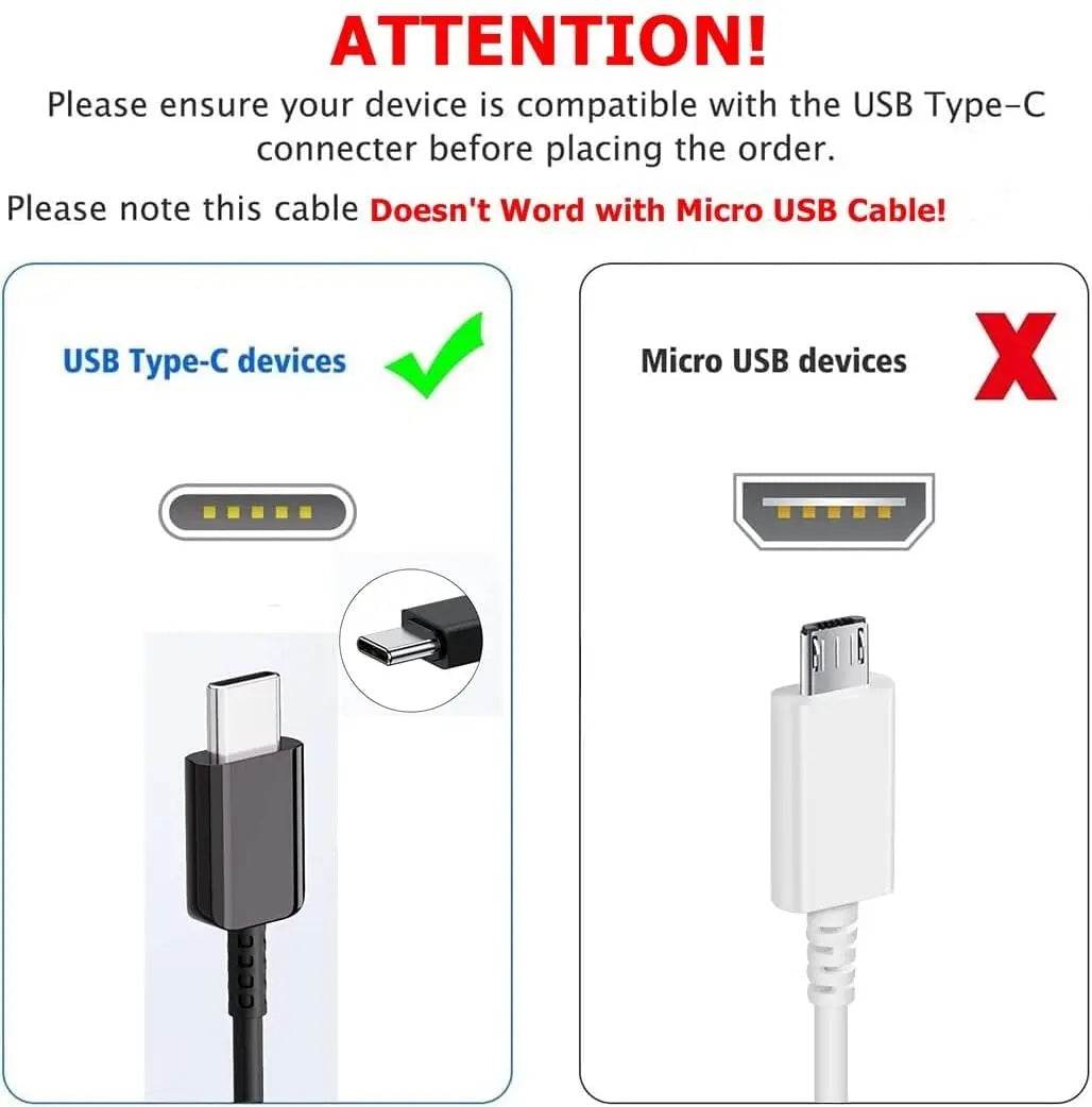 Samsung 15W Super Fast Charger Power Adapter 1.2M USB Type C Cable For Galaxy Note 8 9 S8 S9 S10 A15 A14 A24 A13 A33 A32 A42 - FLORANZANI- Beauté & Santé