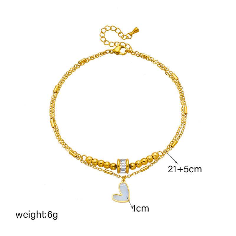 Fashion Jewelry Boho Classic Love Heart Ankle Chain Double Layer Chain Bracelet Anklet Charm Tassel Leg Chain On Foot Chain Women Party Jewelry Accessories - FLORANZANI- Beauté & Santé