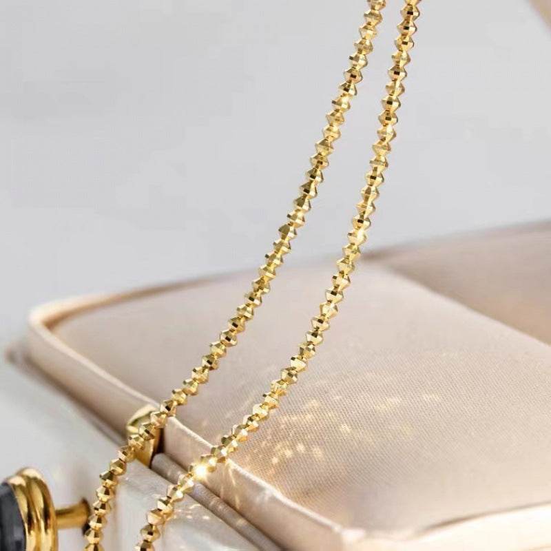 18K Gold Necklace Bungee Laser Bead Wave Bead Chain - FLORANZANI- Beauté & Santé