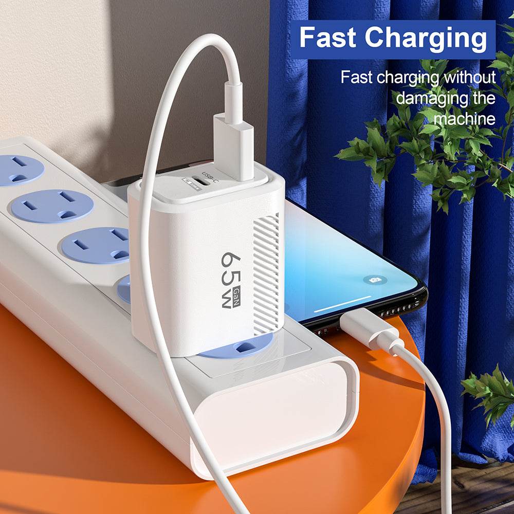 Total 65W USB C Charger GaN Fast Charging Wall Charger For iPhone Samsung Xiaomi Quick Charge EU/US Plug Phone Charger Adapter - FLORANZANI- Beauté & Santé