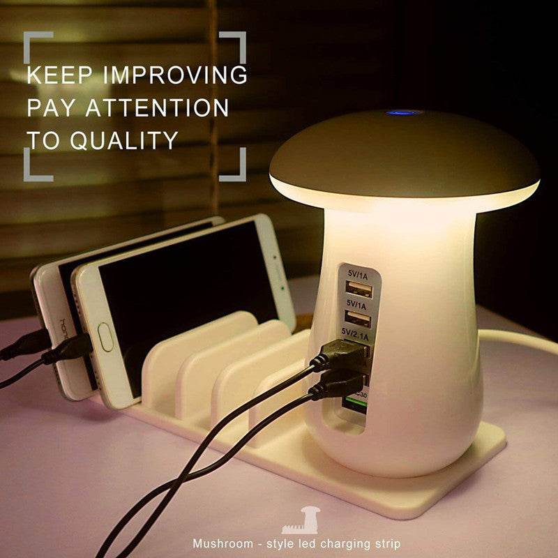 2 In 1 Multifunction Mushroom Lamp LED Lamp Holder USB Charger Home Office Supplies - FLORANZANI- Beauté & Santé