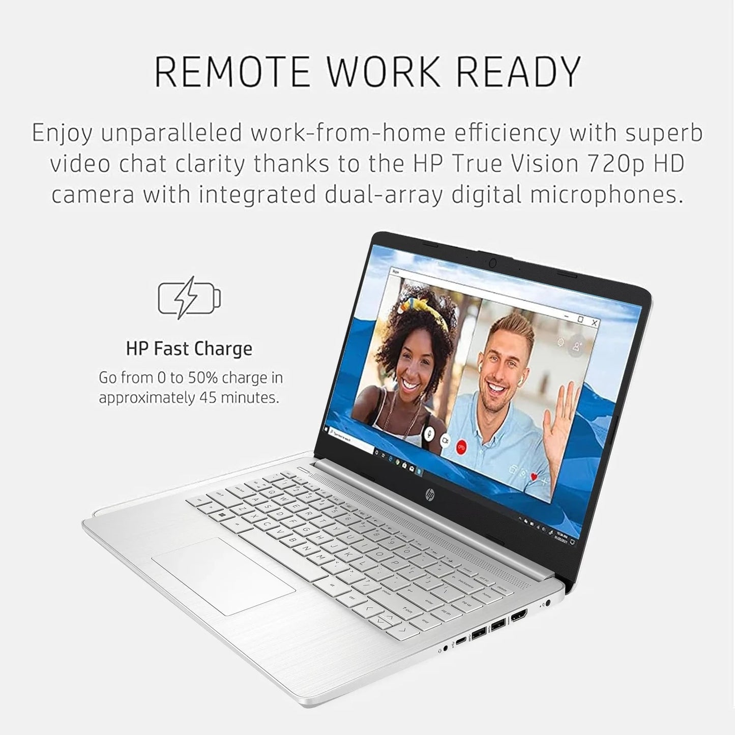 Portátil empresarial HP de 14", Intel Celeron N4120, hasta 16 GB de RAM, 384 GB de almacenamiento (128 GB eMMC + 256 GB Micro SD), 1 año de suscripción a Office 365, color plateado.