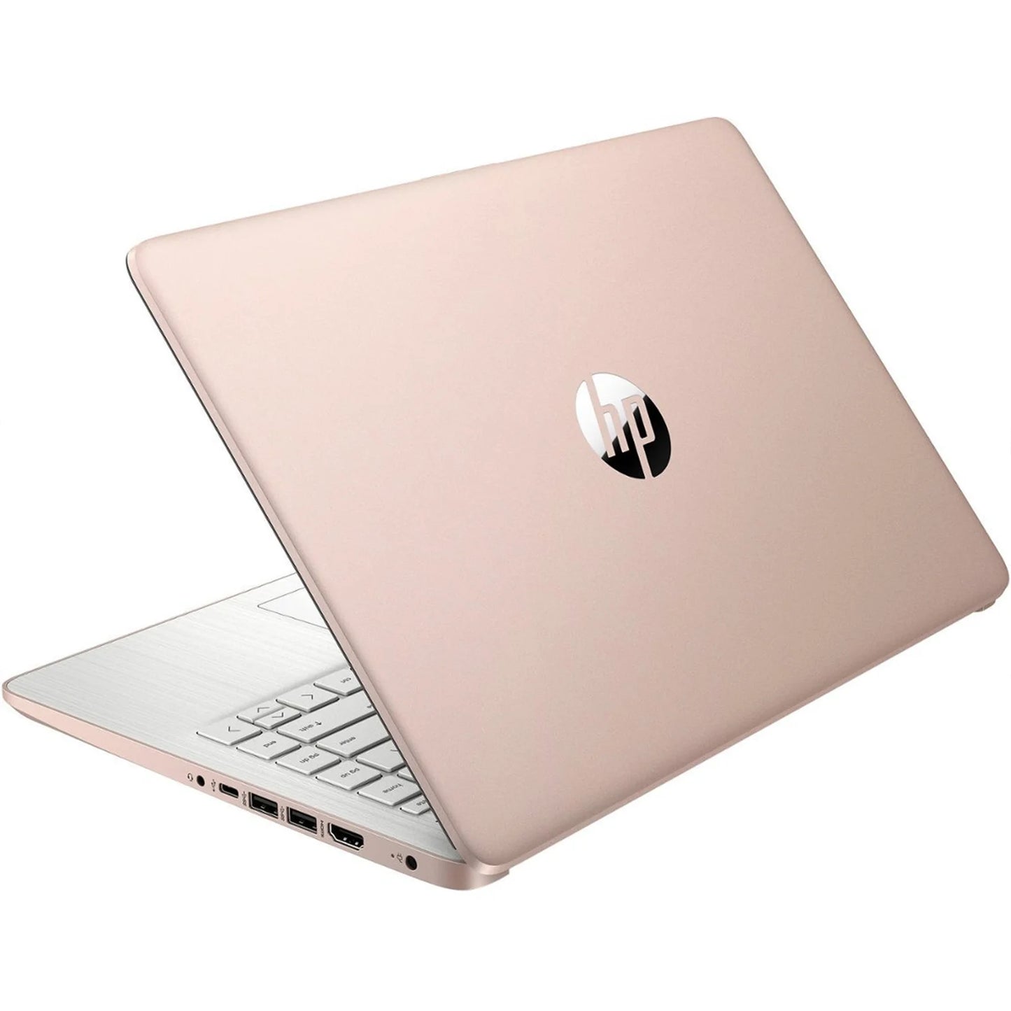 Portátil empresarial HP de 14", Intel Celeron N4120, 16 GB de RAM, 384 GB de almacenamiento (128 GB eMMC + 256 GB Micro SD), 1 año de suscripción a Office 365, color oro rosa.