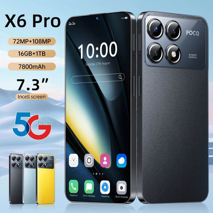 2025New HOT X6 Pro Smartphone Snapdragon 8 Gen 3 50MP+108MP Global Version Cellphone Android Unlocked Mobile Phone Celular - FLORANZANI- Beauté & Santé