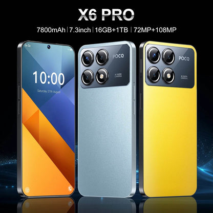 Original Mobile phone Global Version X6 Pro smartphone 5g 7.3inch HD 108MP Camera 16G+1T 7800mAh Face unlocked Mobile phone - FLORANZANI- Beauté & Santé