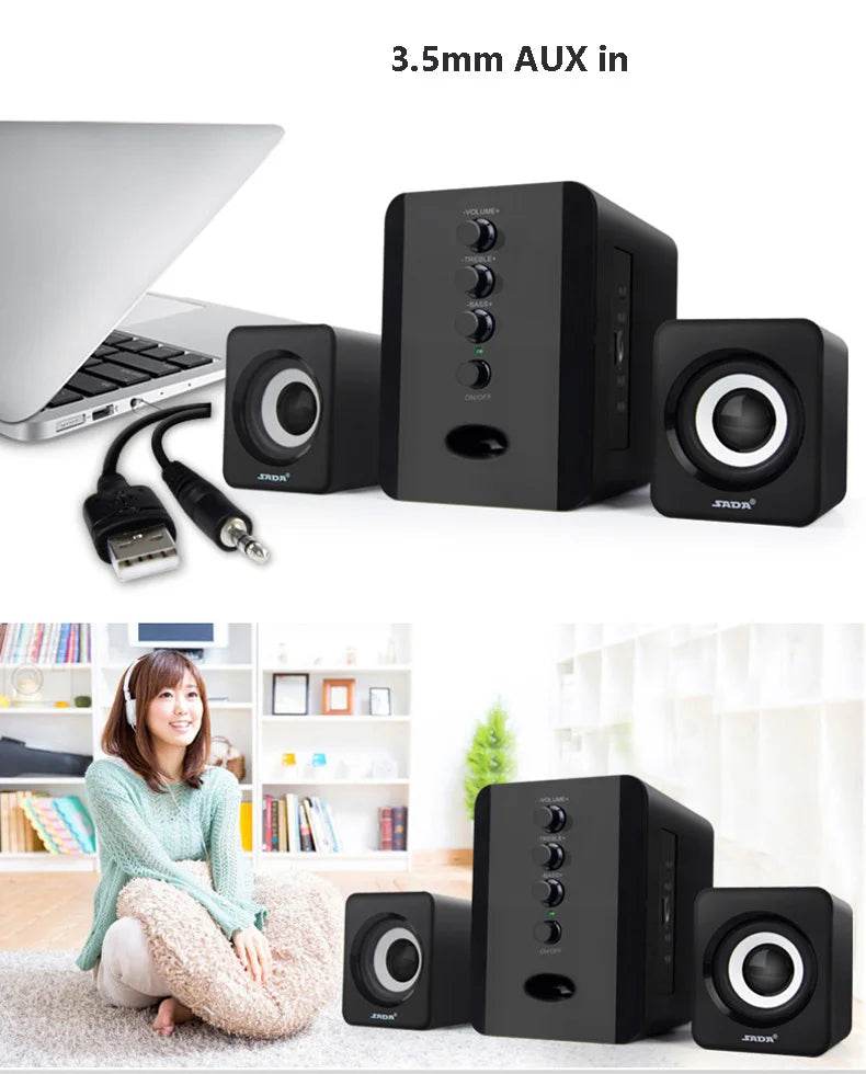 Bluetooth Wireless 2.1 3 Channel Bass Combination Compurtur Speaker Subwoofer 3.5mm Jack Music Loud Support FM TF USB - FLORANZANI- Beauté & Santé