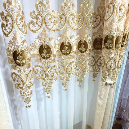 European Style High Quality Chenille Embroidered Blackout Villa Beige Curtains For Living Room Custom Voile Curtain For Bedroom - FLORANZANI- Beauté & Santé