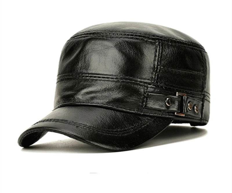 Men's Military Hats Quality Cowhide Genuine Leather Hat Men Autumn Winter New Thermal Adjustable Size Brands Baseball Caps - FLORANZANI- Beauté & Santé