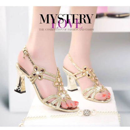 WUYAZQI Fashion women's shoes high heels Rhinestone sandals women's crystal diamond fish mouth sandals sexy women's sandals Q8 - FLORANZANI- Beauté & Santé