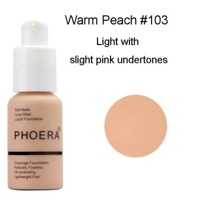 PHOERA 30ml Foundation Makeup 10 Colors Liquid Matte Moisturizer Face Base High Coverage Brighten Concealer Cream TSLM1 - FLORANZANI- Beauté & Santé