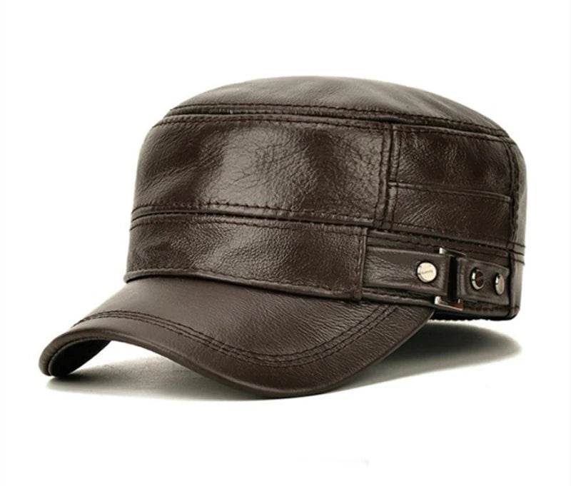 Men's Military Hats Quality Cowhide Genuine Leather Hat Men Autumn Winter New Thermal Adjustable Size Brands Baseball Caps - FLORANZANI- Beauté & Santé