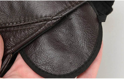 Brand Men Casual Real Leather Earflap Cap Men Real Cowhide Leather Caps Male Fall Winter Genuine Real Cow Leather Baseball Hats - FLORANZANI- Beauté & Santé