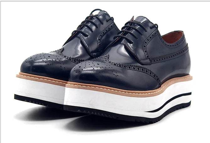 Luxury customization platform shoes fashion handmade men shoes increase derby shoes lace up brogue casual shoes for men - FLORANZANI- Beauté & Santé