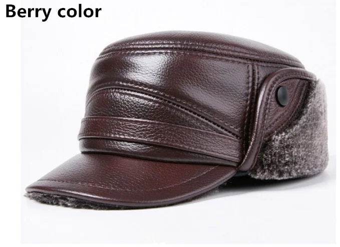 Winter Men's Genuine Leather Hat Thicken Leather Cowhide Baseball Caps With Warm Dad's Hats Sombrero De Cuero Del Hombre Super - FLORANZANI- Beauté & Santé