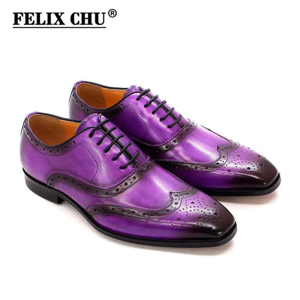 Luxury Men's Dress Shoes Genuine Calf Leather Oxford Shoes for Men Wingtip Brogue Comfortable Business Formal Shoes Male - FLORANZANI- Beauté & Santé