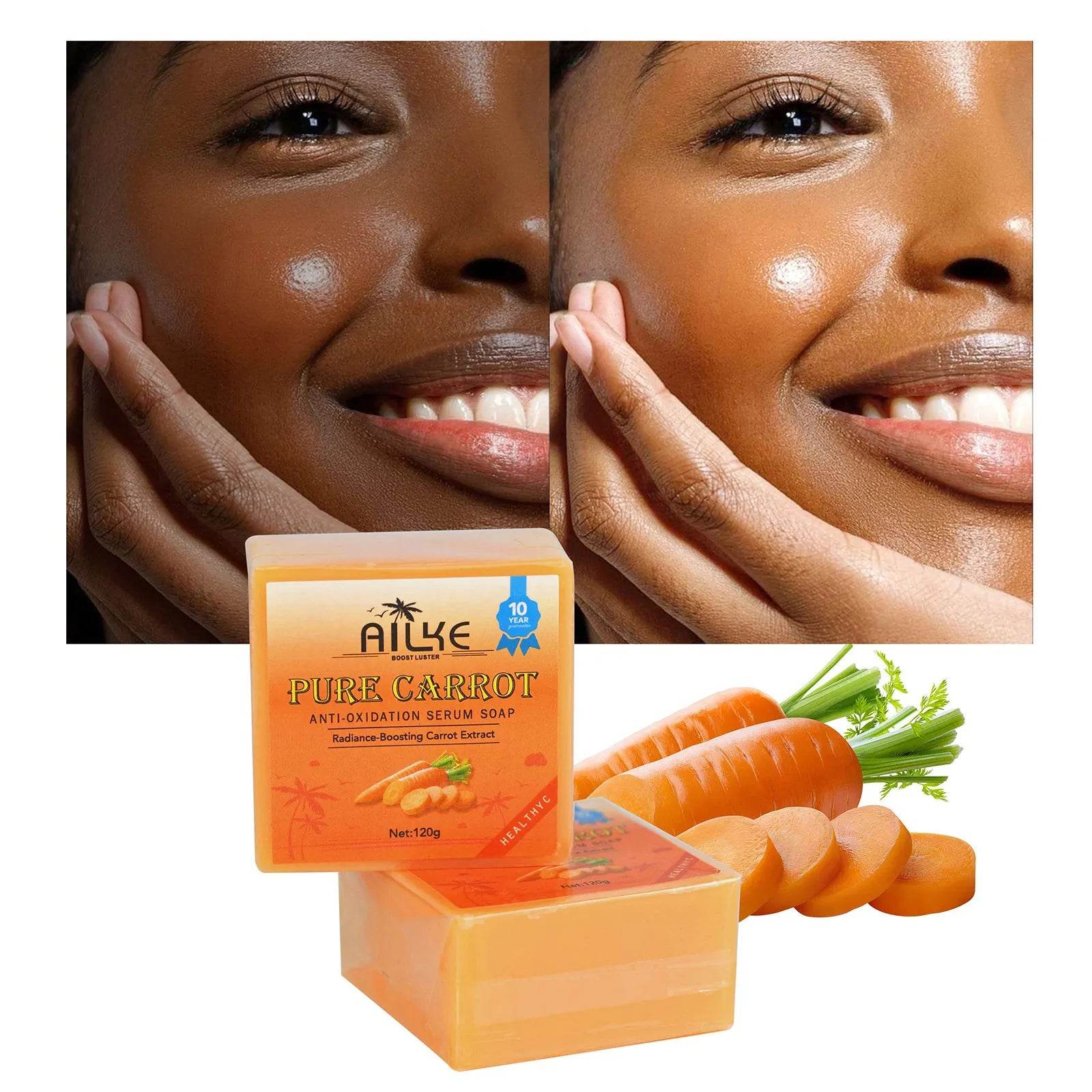 AILKE Pure Carrot Anti-Oxidation Serum Soap, Cleaning Stains, Skin Brightening Soap Bar, With Vitamin C, For Body And Face Use - FLORANZANI- Beauté & Santé