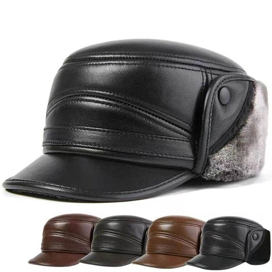 Winter Men's Genuine Leather Hat Thicken Leather Cowhide Baseball Caps With Warm Dad's Hats Sombrero De Cuero Del Hombre Super - FLORANZANI- Beauté & Santé