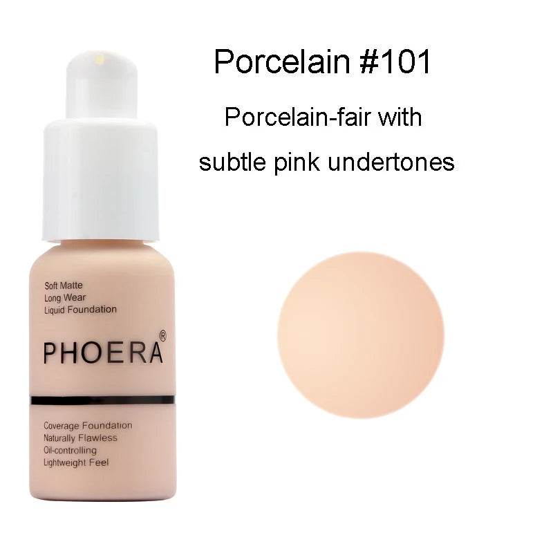 PHOERA 30ml Foundation Makeup 10 Colors Liquid Matte Moisturizer Face Base High Coverage Brighten Concealer Cream TSLM1 - FLORANZANI- Beauté & Santé