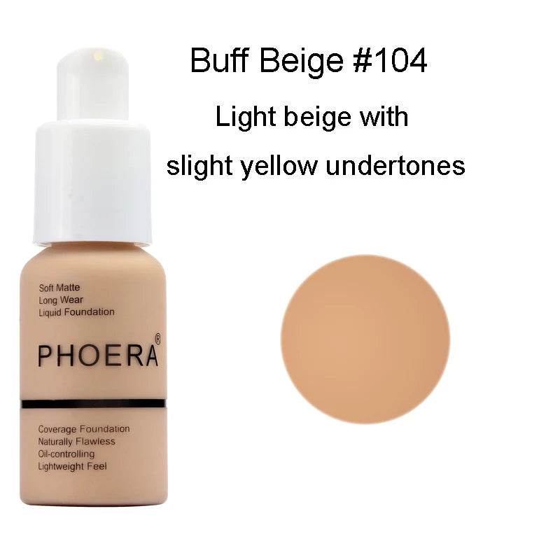 PHOERA 30ml Foundation Makeup 10 Colors Liquid Matte Moisturizer Face Base High Coverage Brighten Concealer Cream TSLM1 - FLORANZANI- Beauté & Santé