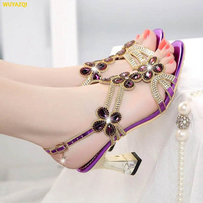 WUYAZQI Fashion women's shoes high heels Rhinestone sandals women's crystal diamond fish mouth sandals sexy women's sandals Q8 - FLORANZANI- Beauté & Santé