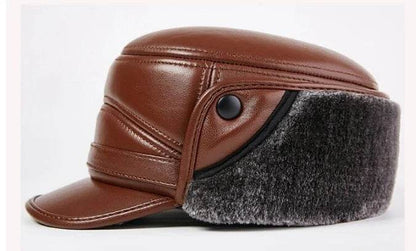 Winter Men's Genuine Leather Hat Thicken Leather Cowhide Baseball Caps With Warm Dad's Hats Sombrero De Cuero Del Hombre Super - FLORANZANI- Beauté & Santé