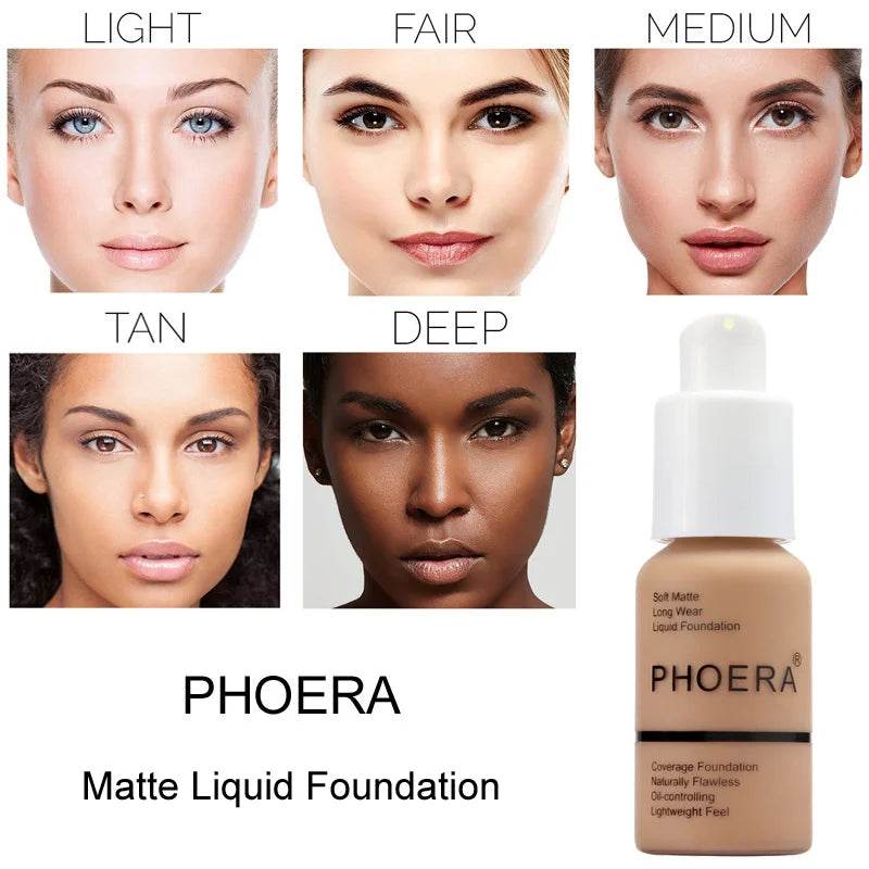 PHOERA 30ml Foundation Makeup 10 Colors Liquid Matte Moisturizer Face Base High Coverage Brighten Concealer Cream TSLM1 - FLORANZANI- Beauté & Santé