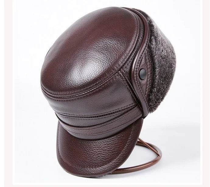 Winter Men's Genuine Leather Hat Thicken Leather Cowhide Baseball Caps With Warm Dad's Hats Sombrero De Cuero Del Hombre Super - FLORANZANI- Beauté & Santé