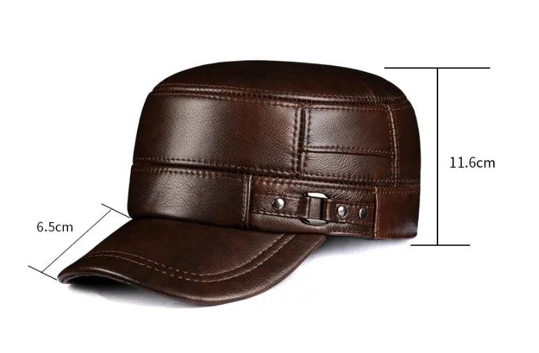 Genuine Leather First layer cowhide Cap Men Flat Caps Army Military Hat Elegant Man Baseball Cap Adjustable British Vintage - FLORANZANI- Beauté & Santé