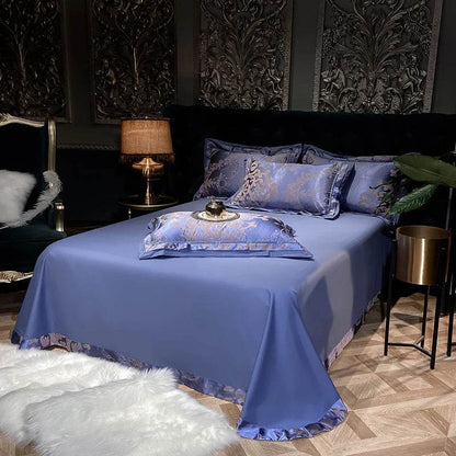 Soft Satin Jacquard Cotton Bedding Set, Luxury Duvet Cover, Blue, Gold, Gray, Queen, King Bed Sheet, Pillowcases, Home Textiles - FLORANZANI- Beauté & Santé