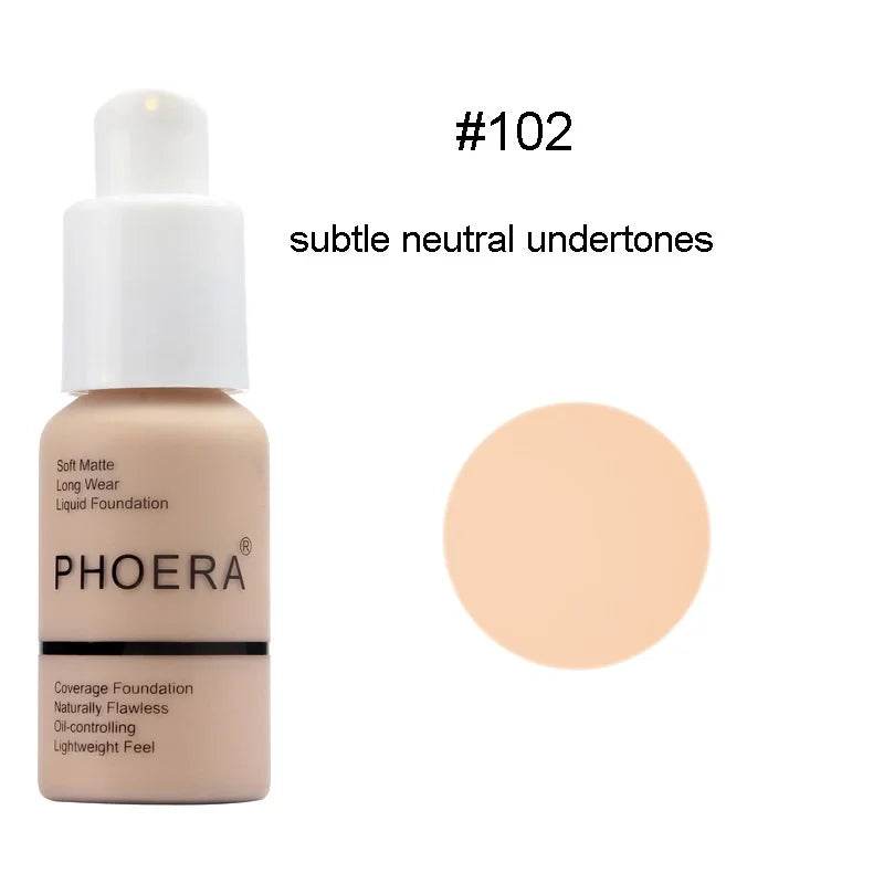 PHOERA 30ml Foundation Makeup 10 Colors Liquid Matte Moisturizer Face Base High Coverage Brighten Concealer Cream TSLM1 - FLORANZANI- Beauté & Santé