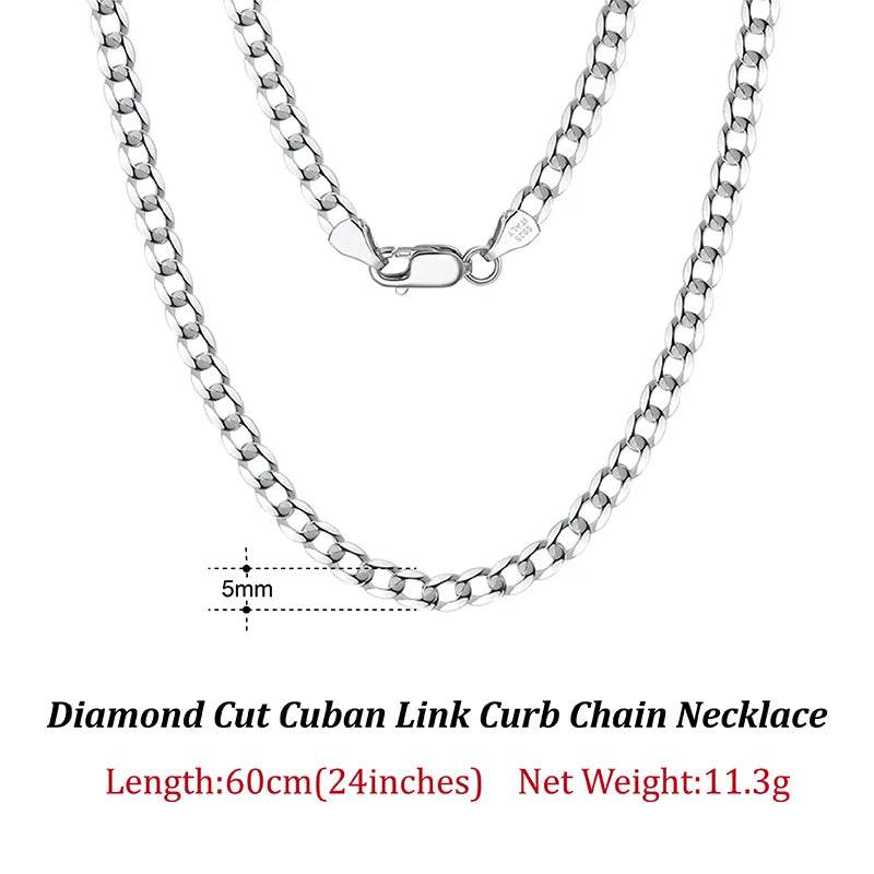 Rinntin 18K Gold Over 925 Sterling Silver 3mm/5mm Italian Diamond Cut Cuban Link Curb Chain Necklace for Women Men Jewelry SC60 - FLORANZANI- Beauté & Santé