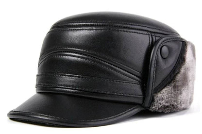 Winter Men's Genuine Leather Hat Thicken Leather Cowhide Baseball Caps With Warm Dad's Hats Sombrero De Cuero Del Hombre Super - FLORANZANI- Beauté & Santé