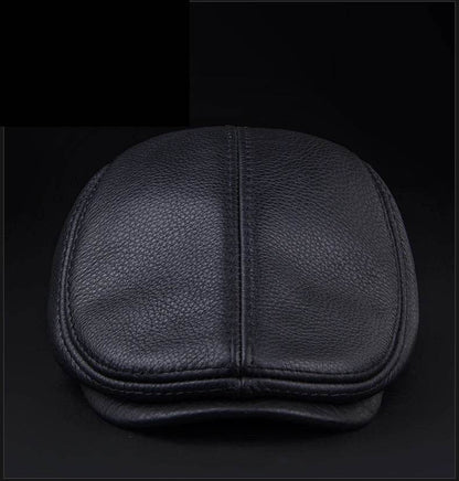 Men's First Layer Cowhide Leather Hat Winter Berets Male Warm Ear Protection Cap 100% Genuine Leather Dad Hat Wholesale Leisure - FLORANZANI- Beauté & Santé