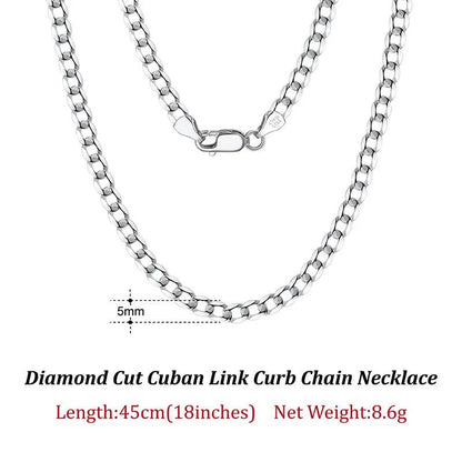 Rinntin 18K Gold Over 925 Sterling Silver 3mm/5mm Italian Diamond Cut Cuban Link Curb Chain Necklace for Women Men Jewelry SC60 - FLORANZANI- Beauté & Santé