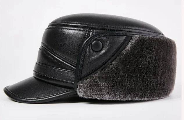 Winter Men's Genuine Leather Hat Thicken Leather Cowhide Baseball Caps With Warm Dad's Hats Sombrero De Cuero Del Hombre Super - FLORANZANI- Beauté & Santé