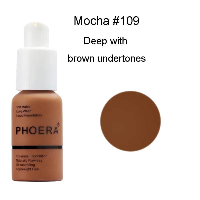 PHOERA 30ml Foundation Makeup 10 Colors Liquid Matte Moisturizer Face Base High Coverage Brighten Concealer Cream TSLM1 - FLORANZANI- Beauté & Santé