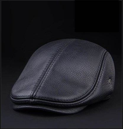 Men's First Layer Cowhide Leather Hat Winter Berets Male Warm Ear Protection Cap 100% Genuine Leather Dad Hat Wholesale Leisure - FLORANZANI- Beauté & Santé