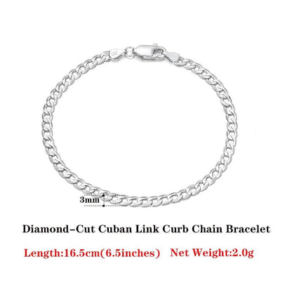 Rinntin 18K Gold Over 925 Sterling Silver 3mm/5mm Italian Diamond Cut Cuban Link Curb Chain Necklace for Women Men Jewelry SC60 - FLORANZANI- Beauté & Santé