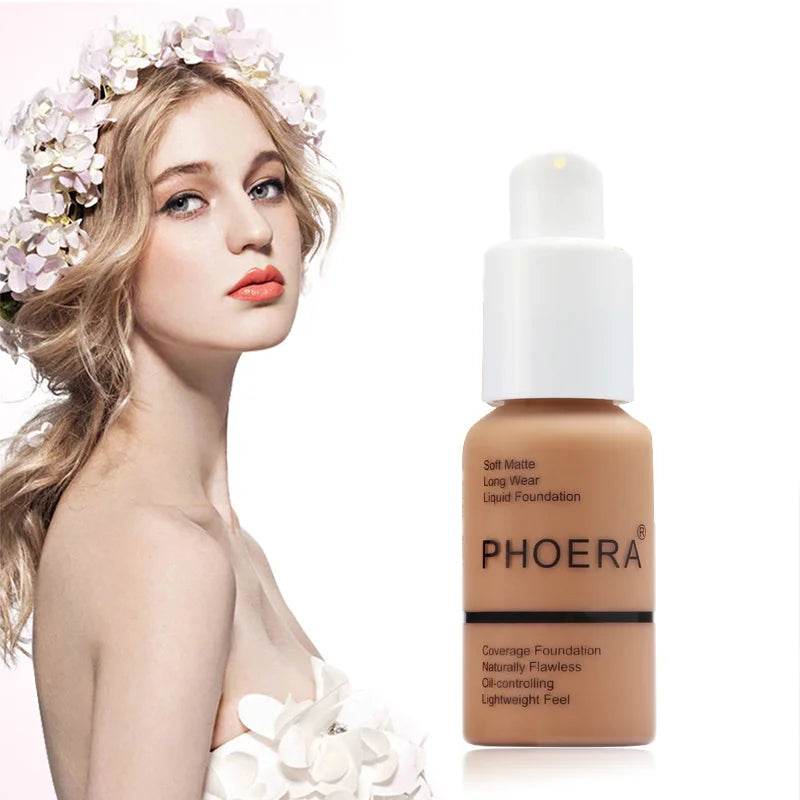 PHOERA 30ml Foundation Makeup 10 Colors Liquid Matte Moisturizer Face Base High Coverage Brighten Concealer Cream TSLM1 - FLORANZANI- Beauté & Santé