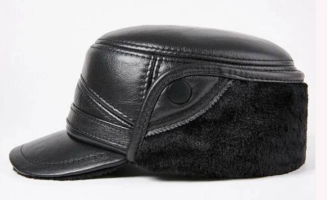 Winter Men's Genuine Leather Hat Thicken Leather Cowhide Baseball Caps With Warm Dad's Hats Sombrero De Cuero Del Hombre Super - FLORANZANI- Beauté & Santé