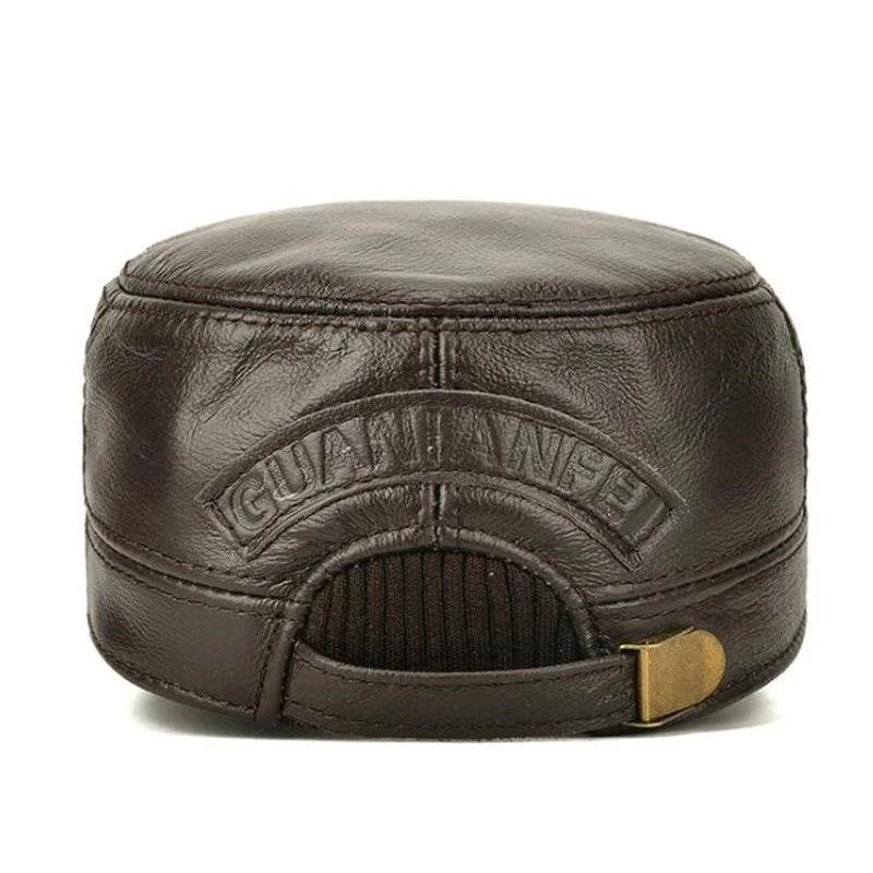 Men's Military Hats Quality Cowhide Genuine Leather Hat Men Autumn Winter New Thermal Adjustable Size Brands Baseball Caps - FLORANZANI- Beauté & Santé