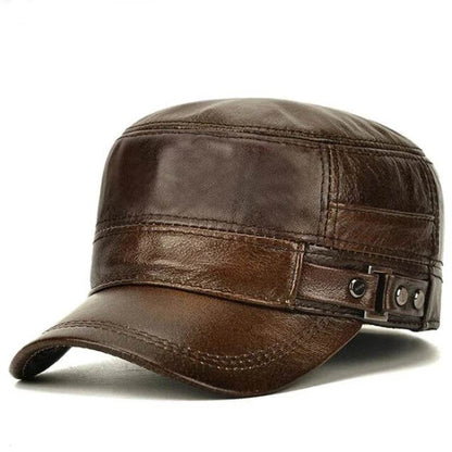 Men's Military Hats Quality Cowhide Genuine Leather Hat Men Autumn Winter New Thermal Adjustable Size Brands Baseball Caps - FLORANZANI- Beauté & Santé