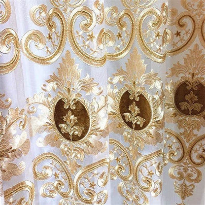 European Style High Quality Chenille Embroidered Blackout Villa Beige Curtains For Living Room Custom Voile Curtain For Bedroom - FLORANZANI- Beauté & Santé