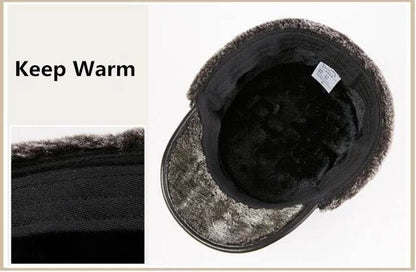 Winter Men's Genuine Leather Hat Thicken Leather Cowhide Baseball Caps With Warm Dad's Hats Sombrero De Cuero Del Hombre Super - FLORANZANI- Beauté & Santé