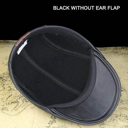 Men's First Layer Cowhide Leather Hat Winter Berets Male Warm Ear Protection Cap 100% Genuine Leather Dad Hat Wholesale Leisure - FLORANZANI- Beauté & Santé